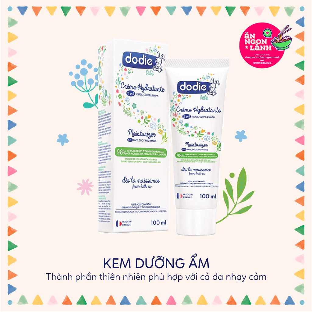 Bộ chăm sóc da em bé 𝗗𝗢𝗗𝗜𝗘 - hàng air Pháp, thành phần thiên nhiên