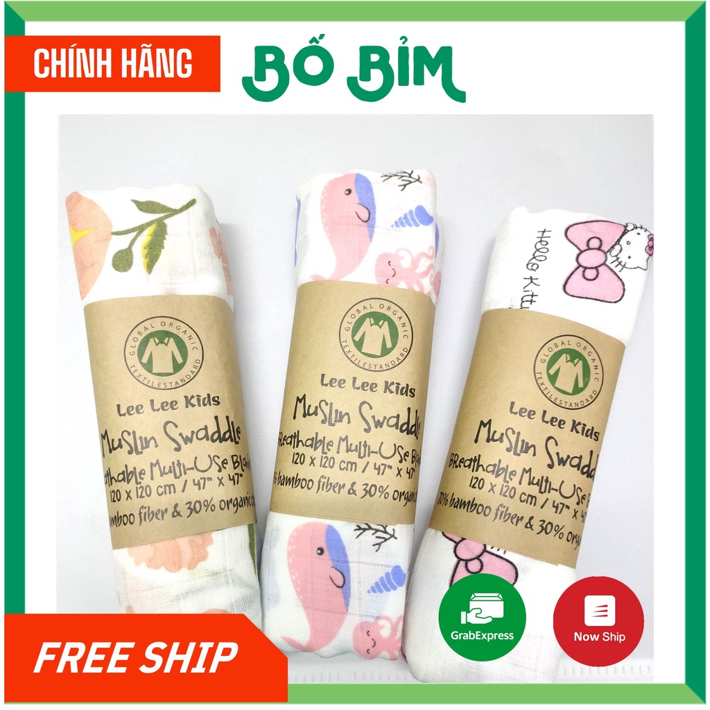 ⚡BÁN LỖ XIN 5 SAO⚡ Khăn Tắm Xô Muslin Swaddle Organic Cotton Khổ Lớn