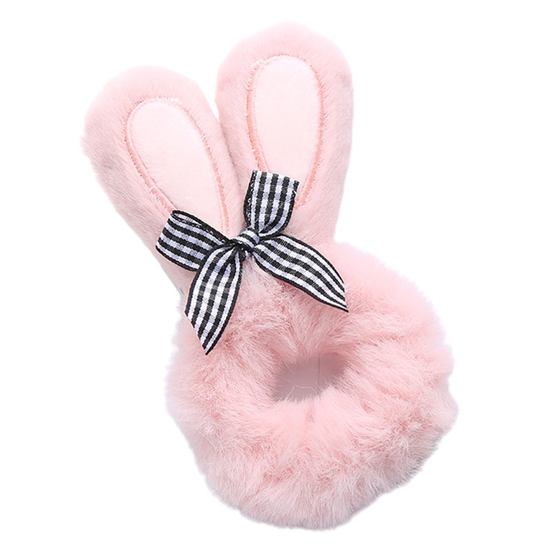 Dây Cột Tóc Tai Thỏ Lông Nhung Co Giãn