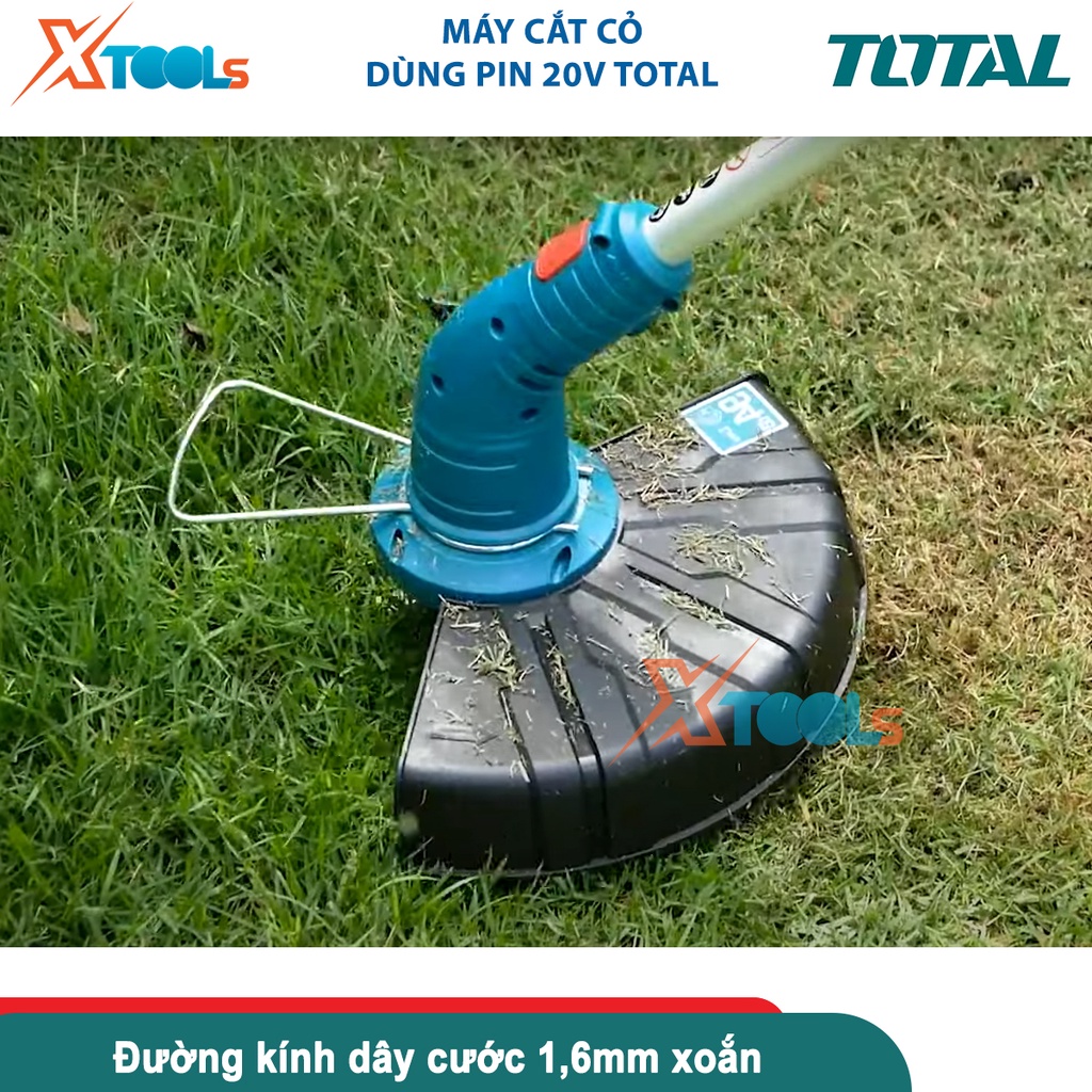 Máy cắt cỏ dùng pin Lithium-Ion 20V TOTAL TGTLI20301 (kèm pin và sạc), dây cước 1,6mm xoắn [CHÍNH HÃNG][XTOOLS]