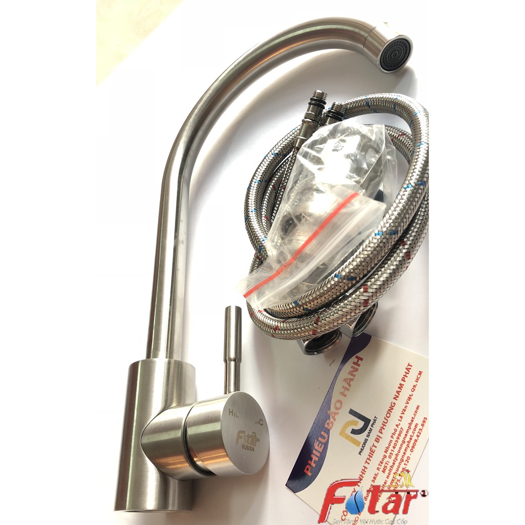 [VÒI TRÒN NƯỚC MẠNH] Vòi Rửa Chén Bát Nóng Lạnh INOX 304 N4002 Fotar Quay 360 độ dùng được 2 hộc chậu và 2 dây VÒI SỐ 6 | BigBuy360 - bigbuy360.vn