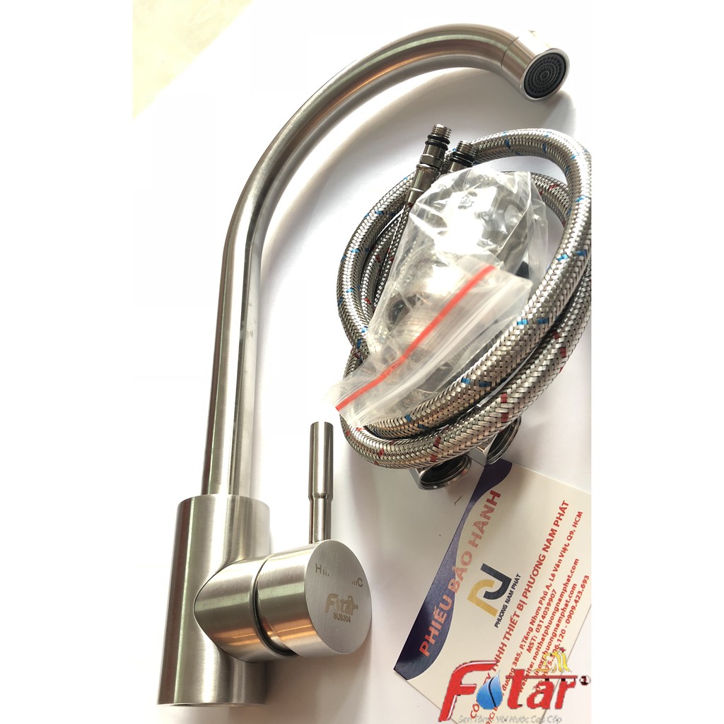 [VÒI TRÒN NƯỚC MẠNH] Vòi Rửa Chén Bát Nóng Lạnh INOX 304 N4002 Fotar Quay 360 độ dùng được 2 hộc chậu và 2 dây VÒI SỐ 6