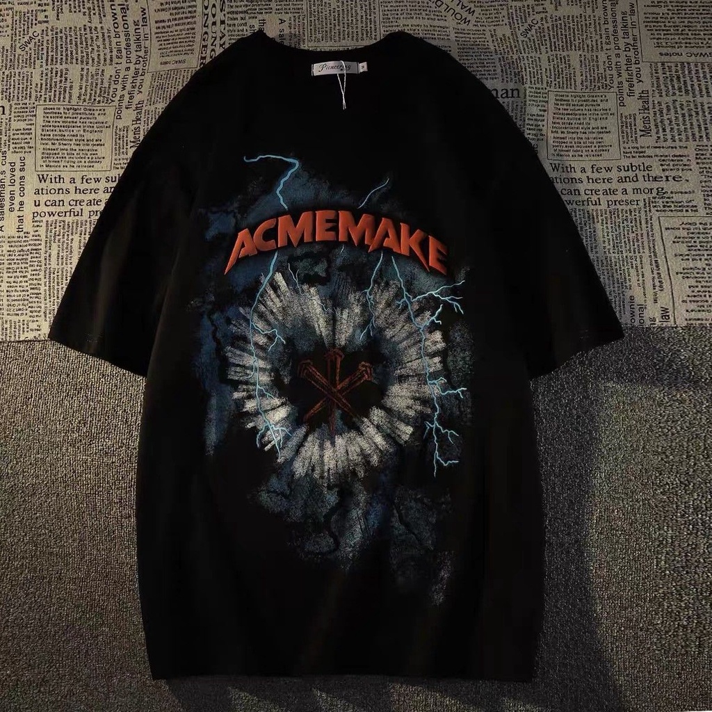 Áo Thun Cotton Ngắn Tay Dáng Rộng In Chữ Phong Cách Hip Hop Âu Mỹ Cá Tính Cho Nam