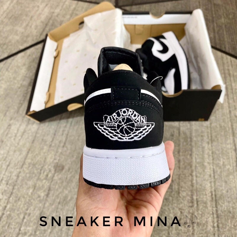 Giày jordan panda da lộn hàng 11  ❤️  giày thể thao jd1 đen trắng thấp cổ full box tặng kèm dây
