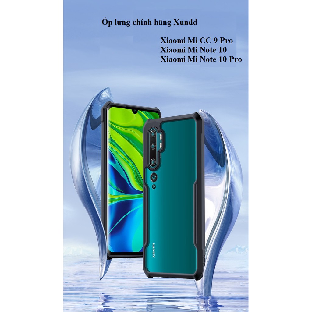 Ốp lưng XUNDD Xiaomi Mi Note 10/ Mi Note 10Pro/ Mi CC9 Pro, Mặt lưng trong suốt, viền TPU cao cấp