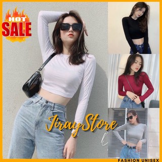 Áo Croptop Tay Dài Trơn  - Áo Thun Nữ 4 Màu Siêu Hot - Kèm DEAL Sốc ( có ảnh thật ) - JIRAY.STORE