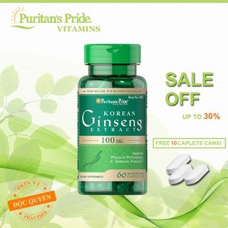 Nhân sâm Hàn Quốc Puritan's Pride Korean Ginseng Extract 100mg 60 viên