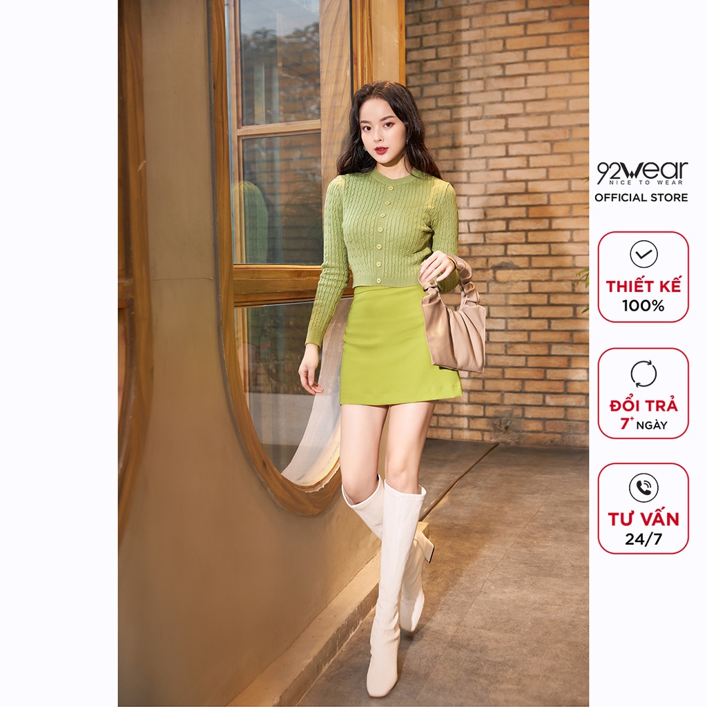 Áo len nữ 92WEAR, thiết kế hàn quốc dài tay mỏng cổ tròn trẻ trung,chất mịn cao cấp không bai xù ALA0071