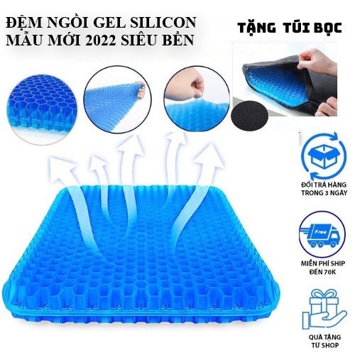 Đệm ngồi gel tổ ong đàn hồi thoáng khí, nệm lót ghế kê mông chống đau cột sống giảm áp lực lên cột sống hàng cao cấp