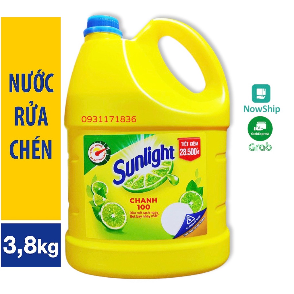 Nước Rửa Chén SUNLIGHT Chanh 100 can nhựa 3.8kg