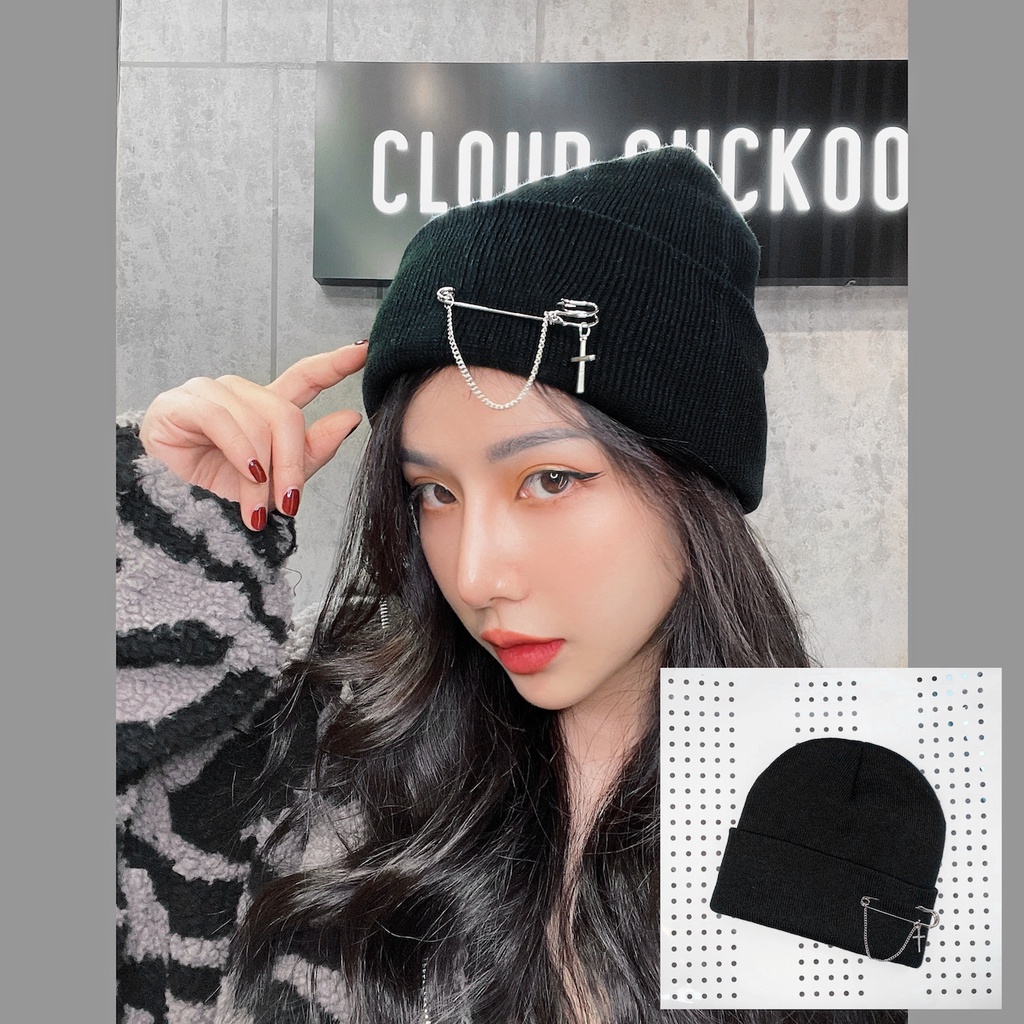 Mũ Nón Len Beanie Phong Cách Kim Băng Chữ Thập - Mã Số: MBK2827