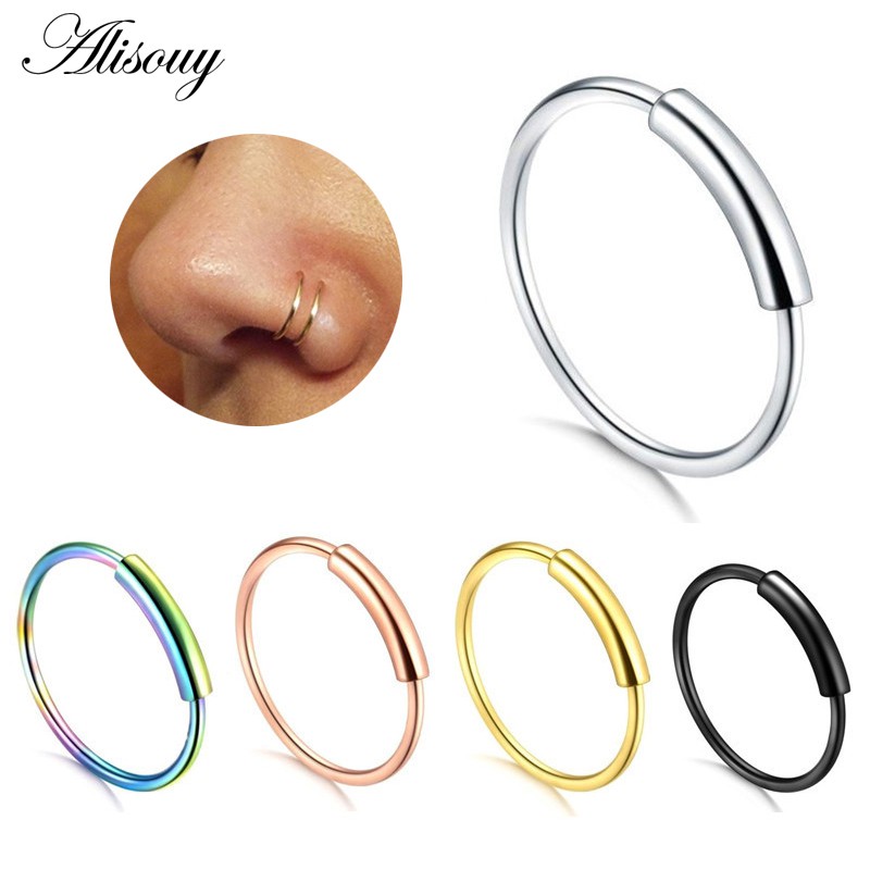 Alisouy 1 Khuyên Mũi Tròn Bằng Thép 22g 6 / 8 / 10mm