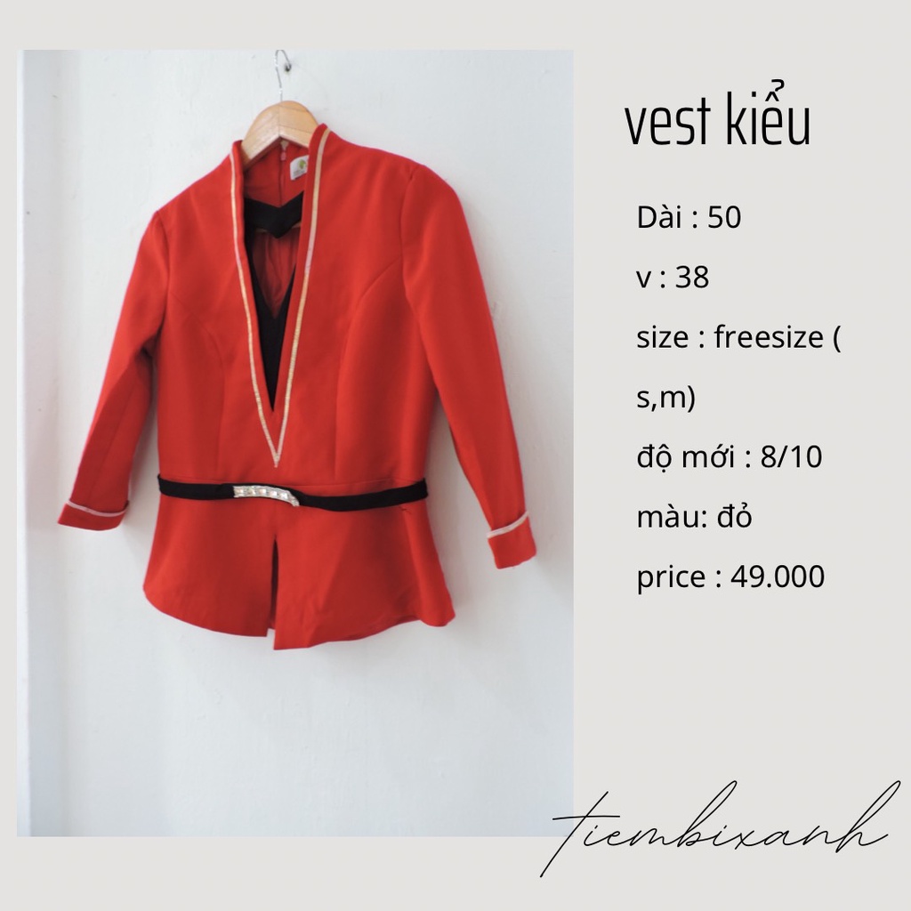 2hand- áo vest màu đỏ phong cách cổ điển - AV33 - tiembixanh