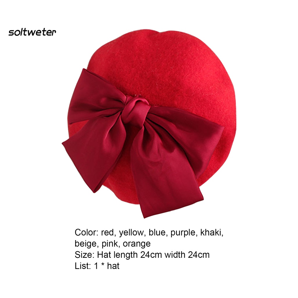 Mũ Beret Len Màu Sắc Trơn Giữ Ấm Cho Bé Gái