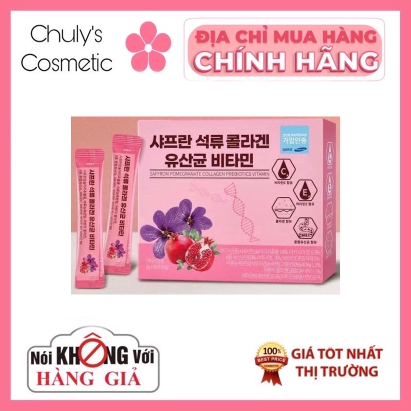 Bột Collagen Lựu Đỏ- Nghệ tây Bio Cell Hàn Quốc 30 Gói Chính Hãng