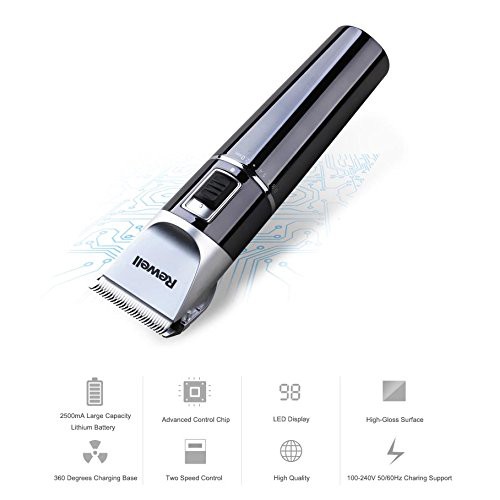 Tông đơ Pin Rewell S7 công suất máy 12W [siêu khỏe] pin 2500mAh, thiết kế sang trọng cho salon, lưỡi cắt titanium sắcnét