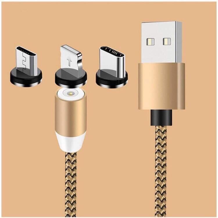 Cáp Sạc Từ Hít Nam Châm 3 Đầu Cắm Đa Năng 2.4A
