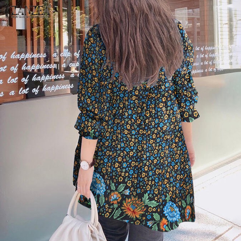 Zanzea Áo Tay Dài Cổ Tròn In Họa Tiết Hoa Dành Cho Nữ