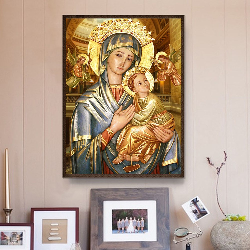 Bộ tranh đính đá 5D hình Đức Mẹ và phụ kiện tự làm | BigBuy360 - bigbuy360.vn