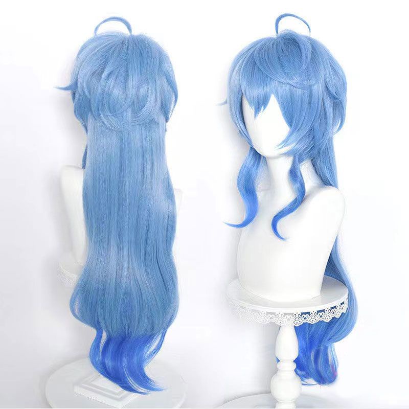 Tóc Giả Cosplay Nhân Vật Ganyu 80cm Bằng Sợi Tổng Hợp Chịu Nhiệt