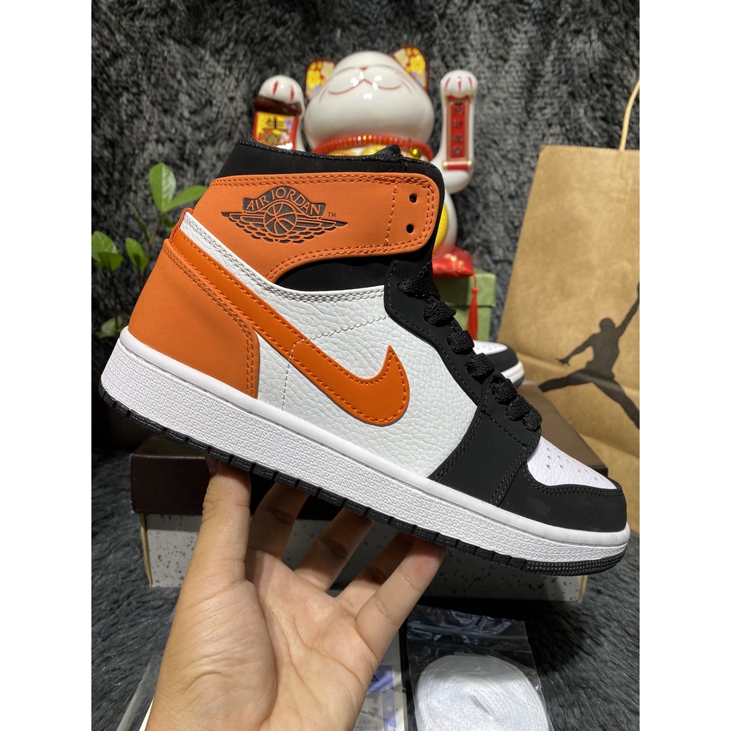 [Full box+bill] Giày Sneaker Jorrdan cao cổ trắng cam đen  full box bill và hộp bảo vệ