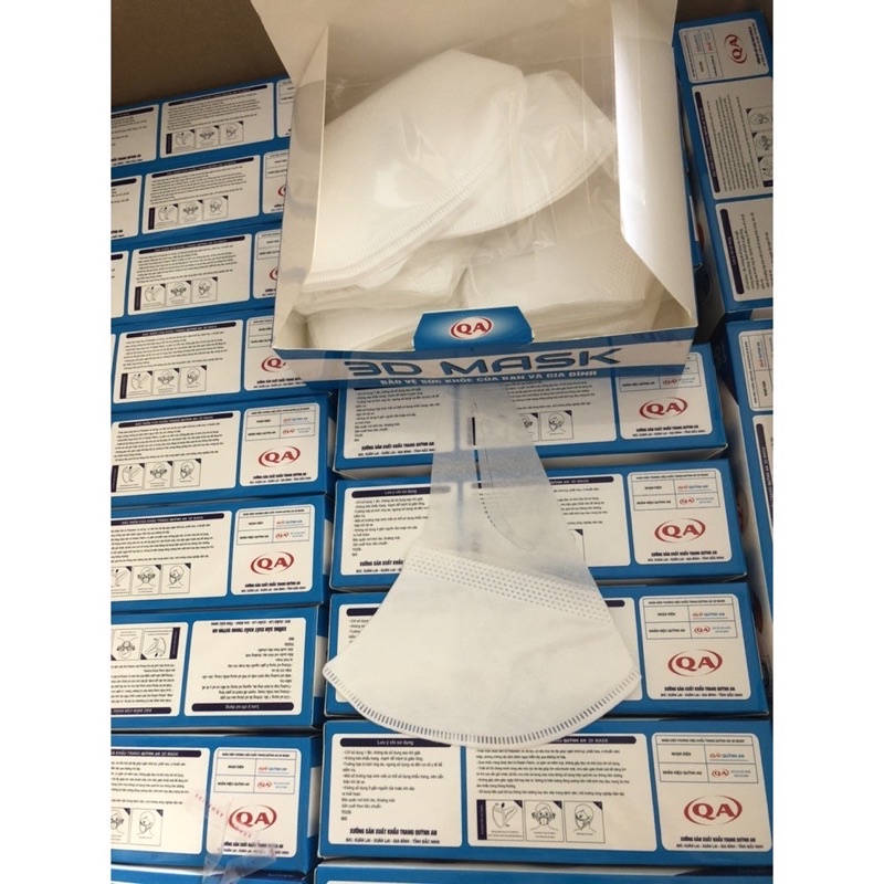 Hộp 50 Chiếc Khẩu Trang 3D Quỳnh An Mask Quai Đeo Vải Mềm Mại