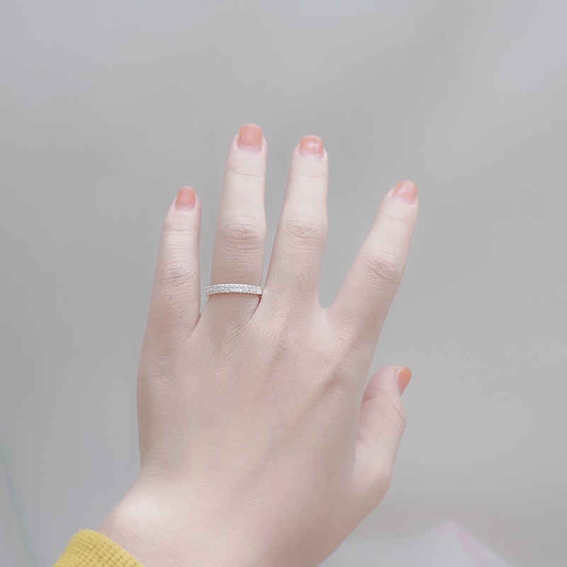 Nhẫn bạc nữ DaLiA Jewelry nhẫn bạc đính đá 2 hàng đơn giản dễ phối đồ chuẩn bạc thật 925