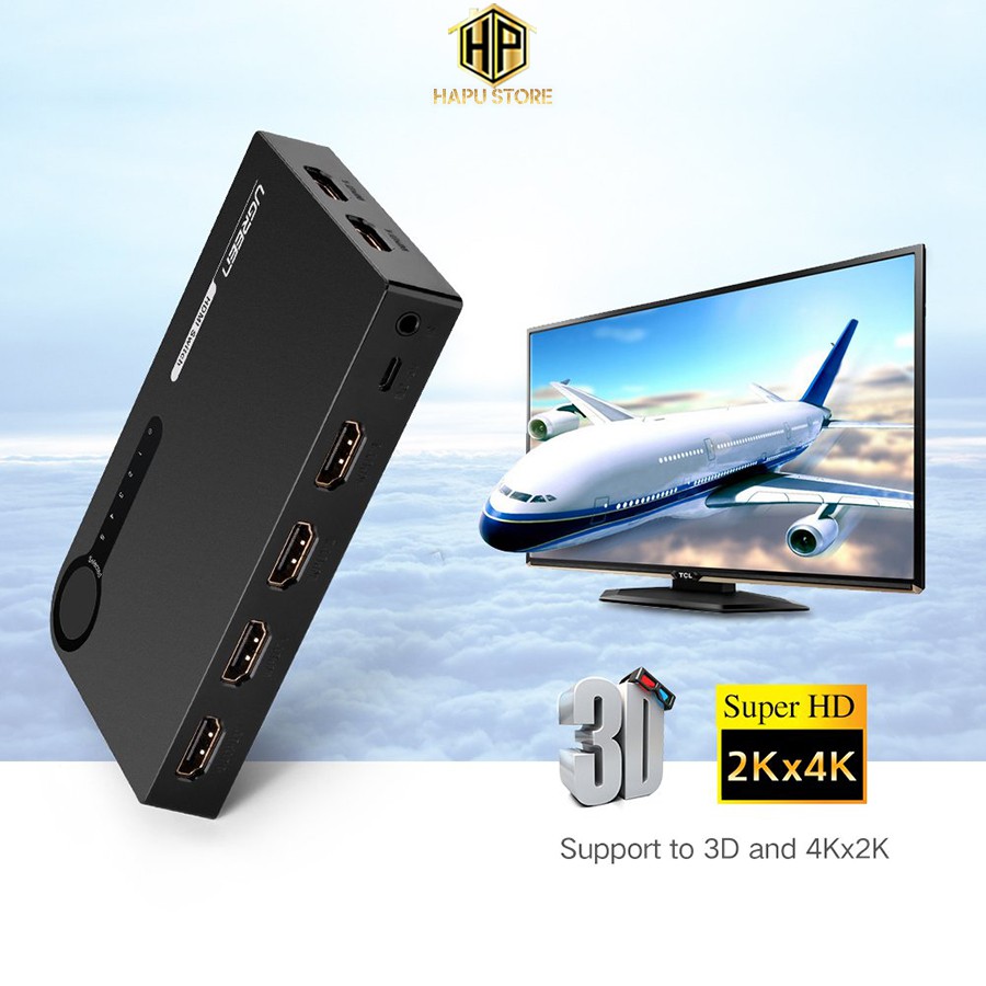 [Mã ELHACE giảm 4% đơn 300K] Bộ gộp HDMI 5 vào 1 ra Ugreen 40205 hỗ trợ Full HD chính hãng - Hapustore
