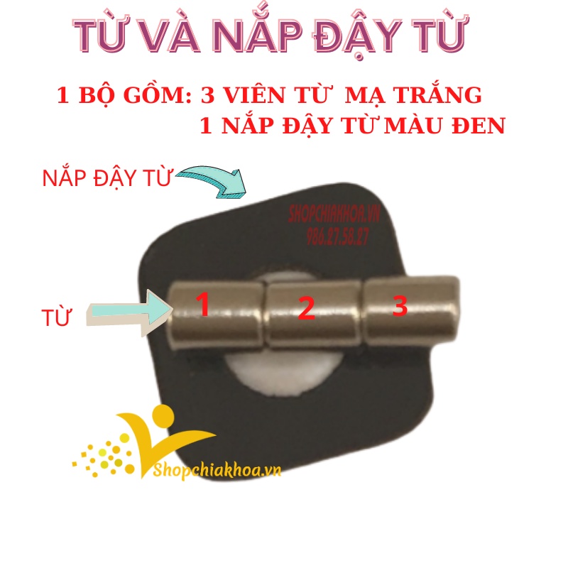 Bộ 3 viên từ và nắp đậy dùng cho chìa khóa từ xe honda, yamaha...