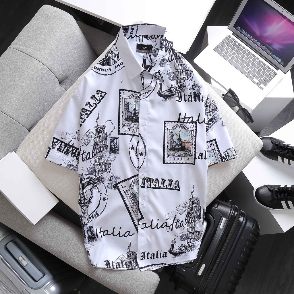 [bigsize &lt; 130kg] ÁO SƠ MI NAM tay ngắn BIGSIZE họa tiết