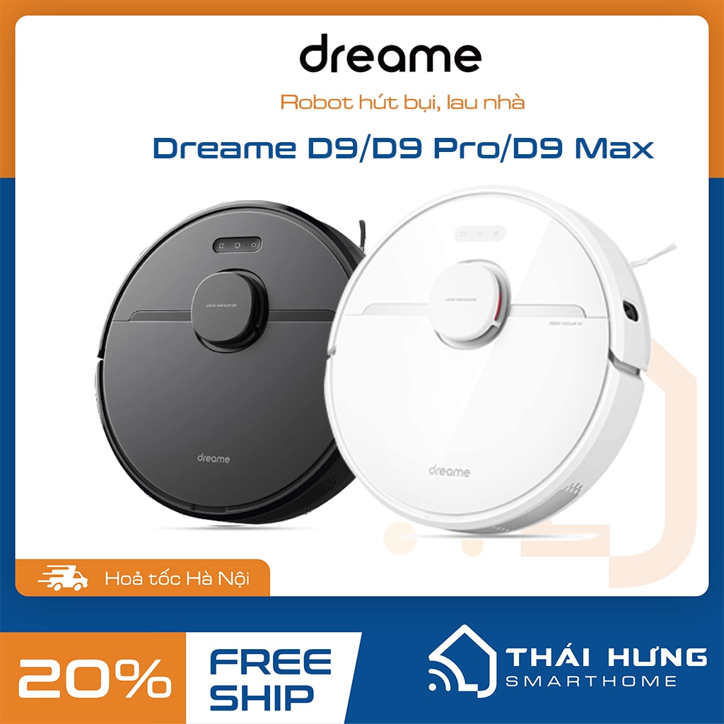 Robot hút bụi, lau nhà Dreame D9 /D9 Pro /D9 Max chính hãng, bản quốc tế,  App Mi Home