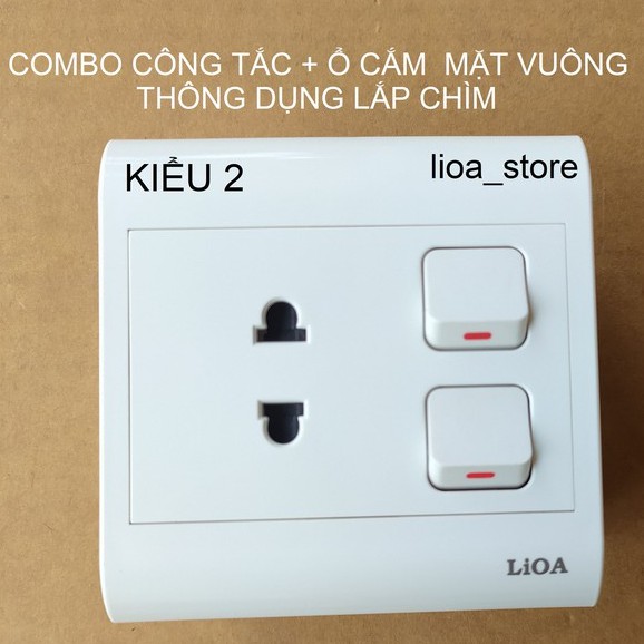 COMBO CÔNG TẮC + Ổ CẮM  THÔNG DỤNG MẶT VUÔNG LẮP CHÌM.