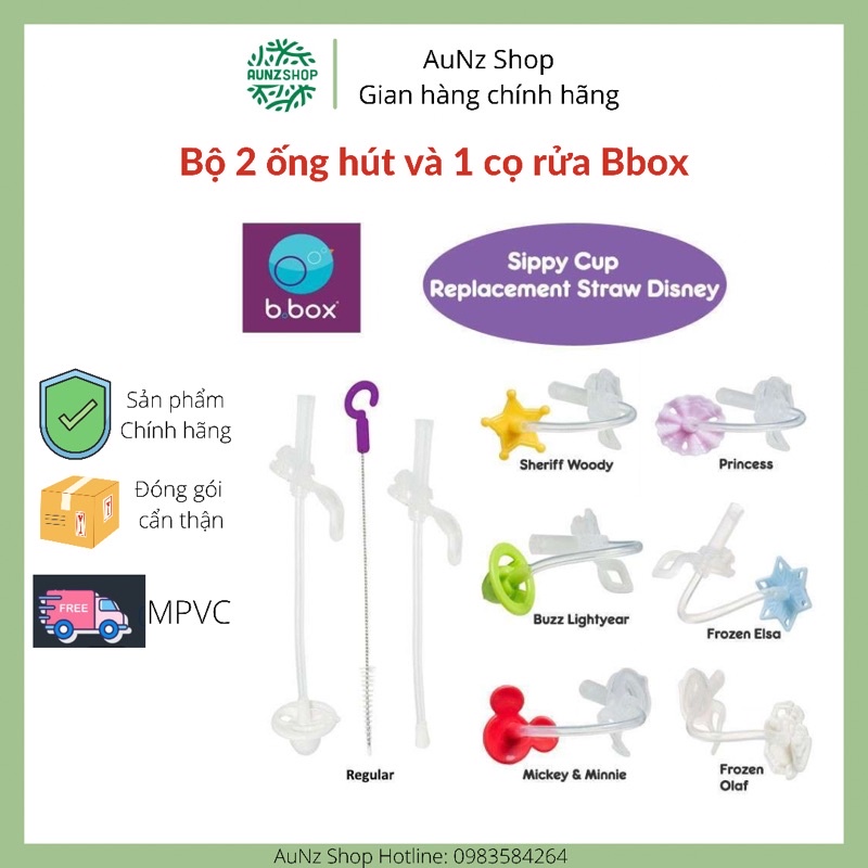 Bộ 2 ống hút thay thế và 1 cọ rửa bình nước Bbox Sippy Cup replacement straw