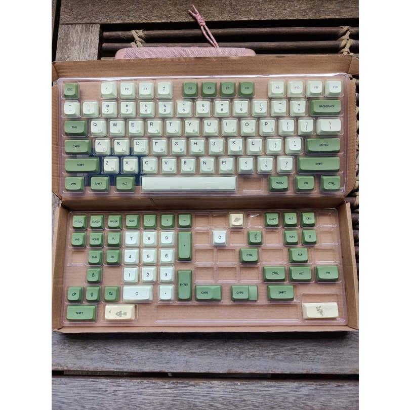 Set Keycap PBT Matcha 137 nút bàn phím cơ profile XDA - đơn ngữ - Hộp và khay nhựa chuẩn tặng keypuller đầu thép