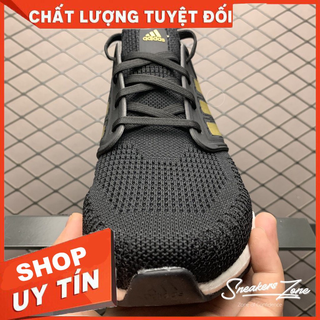 (FREE SHIP + HỘP + QUÀ) Giày thể thao nam nữ ULTRA BOOST 6.0 đen vạch vàng Ultra boost 2020 siêu đẹp cho nam và nữ