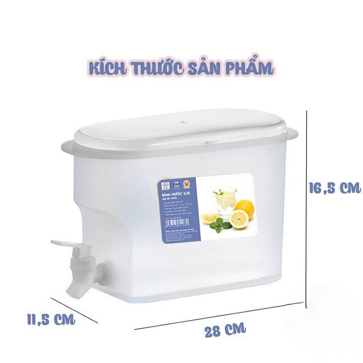 Bình nước có vòi để tủ lạnh 3.5l việt nhật chịu nhiệt, Bình đựng nước có vòi để tủ lạnh 3.5l cao cấp