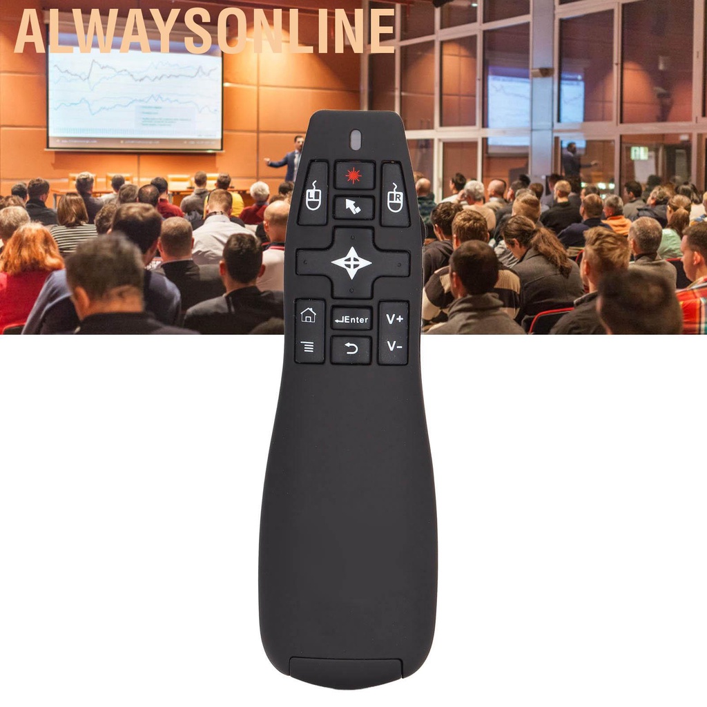 Alwaysonline Presentation Clicker USB 2.4GHz with Air Mouse Function Smoothly Operation Wireless Presenter Remote Control for Meeting