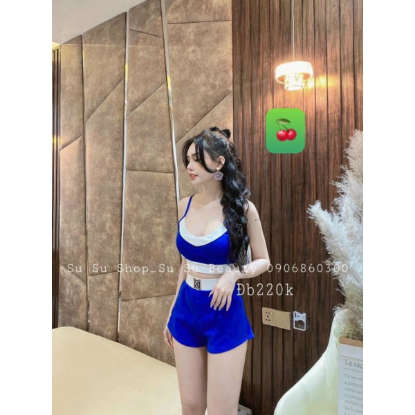 Set bộ nữ 2 dây croptop quần đùi phối màu siêu hot