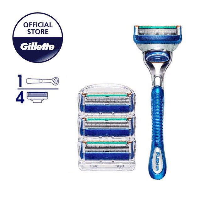 Gillette cao cấp - Hộp quà Gillette cao cấp: Cán dao cạo râu Gillette Fusion &amp; 4 lưỡi