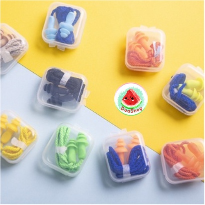 Bộ nút bịt tai silicon chống ồn Cao Cấp giúp ngủ ngon, tập trung học tập, làm việc có dây đeo 🍉Duashop🍉