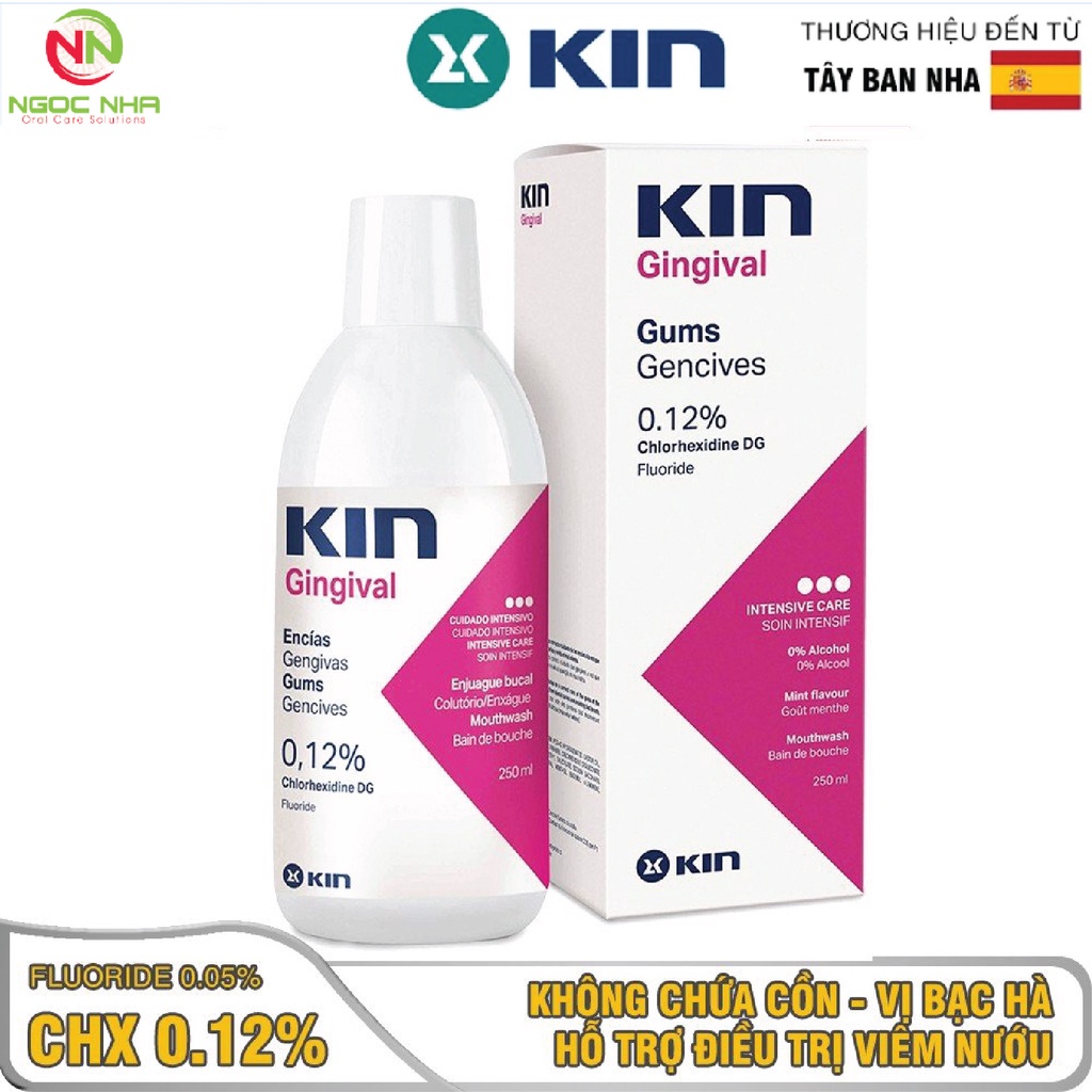 Nước súc miệng ngăn ngừa viêm nha chu viêm nướu Kin Gingival 250ml