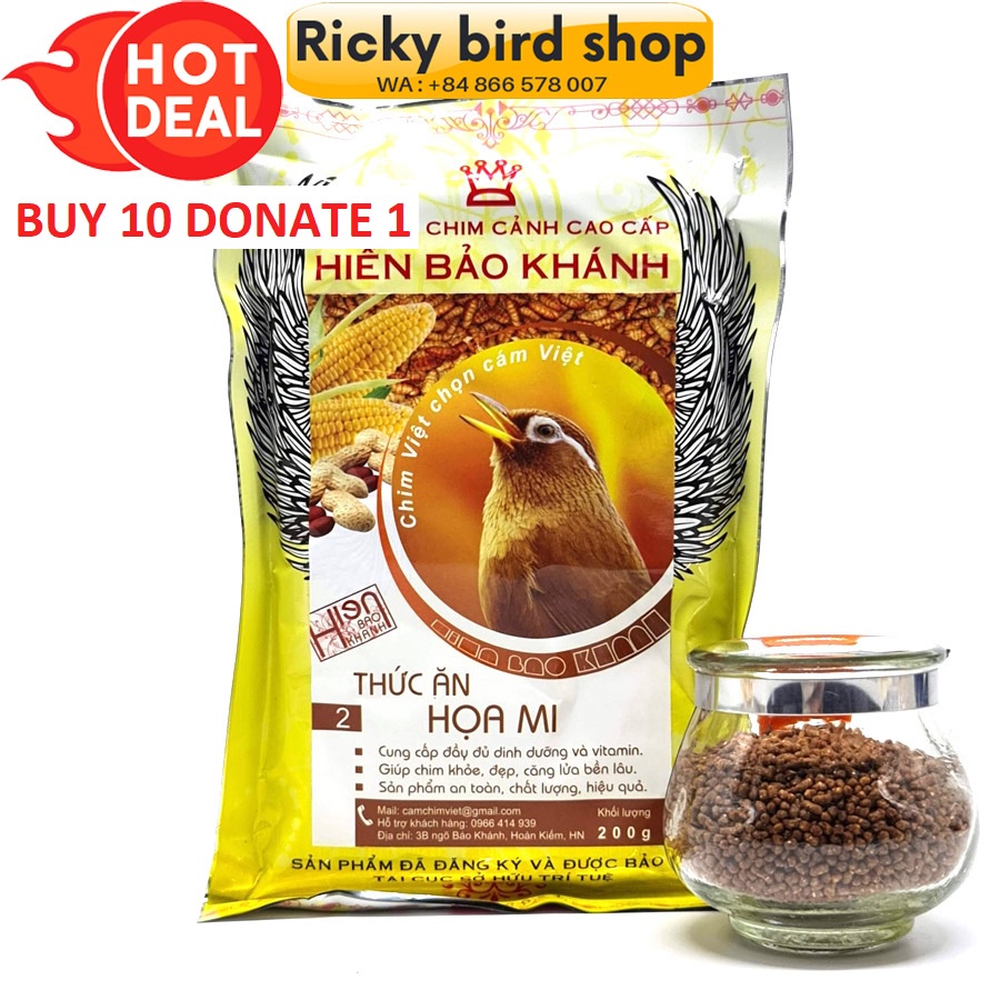 Thức ăn chim thương hiệu Hiển Bảo Khánh - Hwamei, Poksay (5 gói) - Mua 10 tặng 1