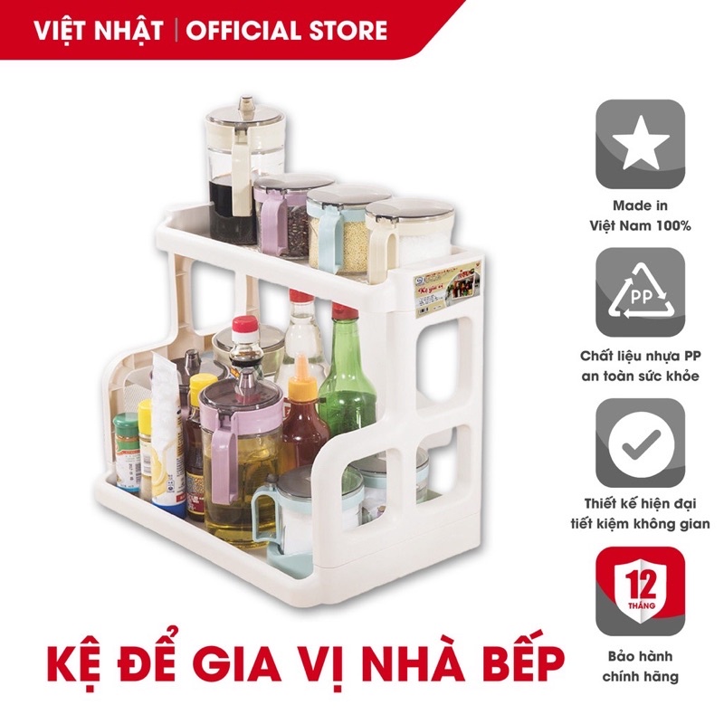 kệ gia vị 2 tầng việt nhật 5566,trạn phòng tắm chữ H nhựa việt nhật,tiện lợi,chắc chắn