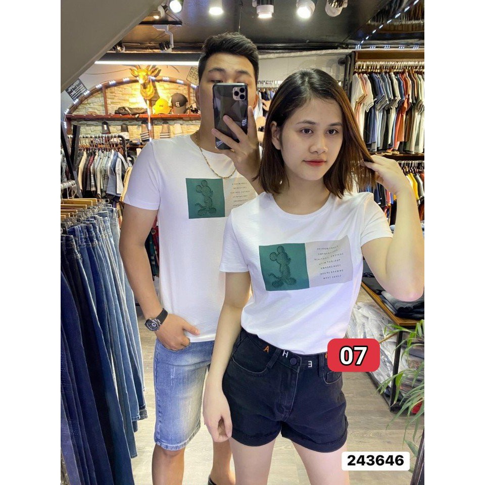 Áo thun nam nữ,áo phông cặp ngắn tay không cổ trẻ trung phong cách 2 màu đen trắng TCS 07