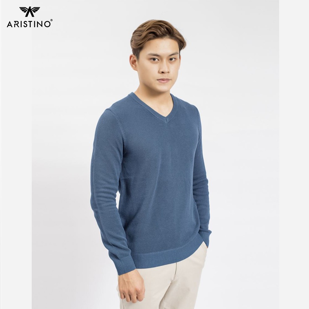Áo len nam ARISTINO cổ tim, gọn gàng - AWO012W8