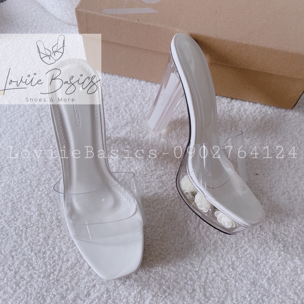Guốc Nữ Loviie Basics - Dép Cao Gót Quai Ngang Trong - Dép Thời Trang Viền Sơn 12 Phân D191279 D220730
