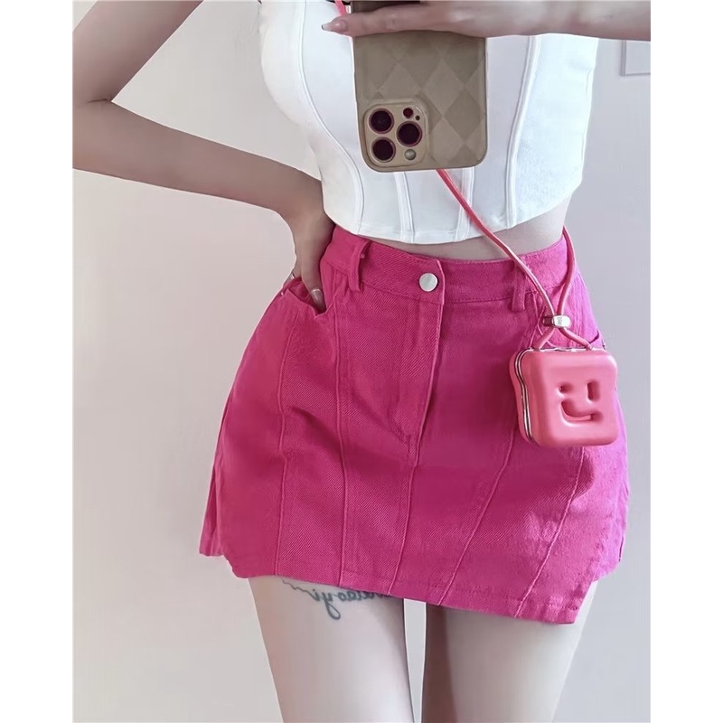 Quần giả váy ZHELIHANGFEI dáng ngắn chất liệu denim thời trang quyến rũ cho nữ