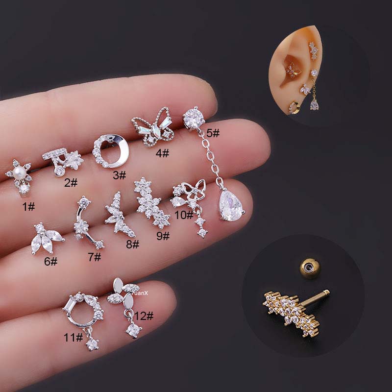 1 Khuyên Tai Kiểu Dàn Giáo Bằng Thép Không Gỉ 16G