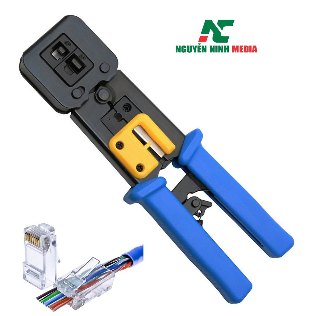 Combo Kìm bấm mạng xuyên thấu + 100 hạt mạng xuyên thấu RJ45