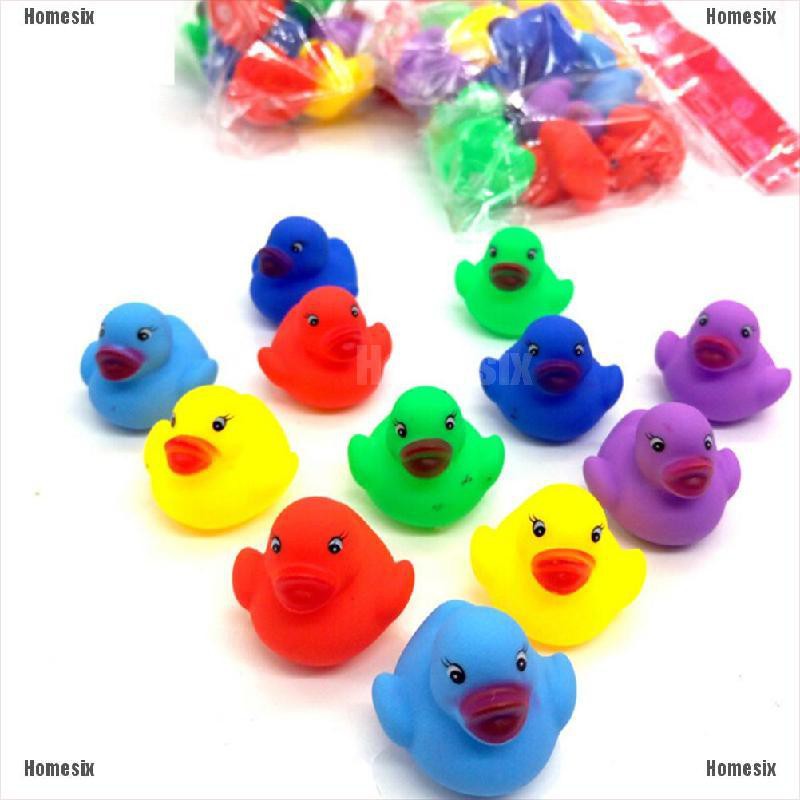[HoMSI] 12 Pcs Colorful Baby Children Bath Toys Cute Rubber Squeaky Duck Ducky SUU